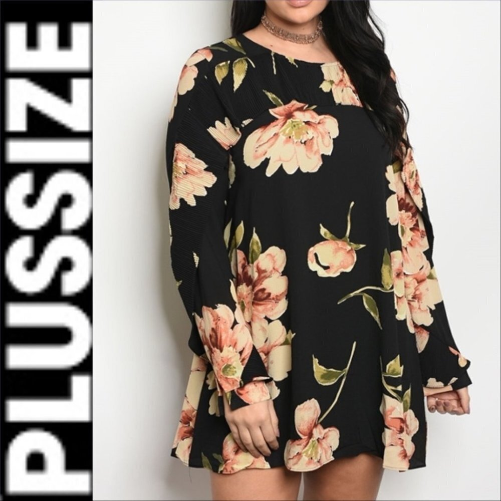 PLUS SIZE FLORAL PRINT DRESS